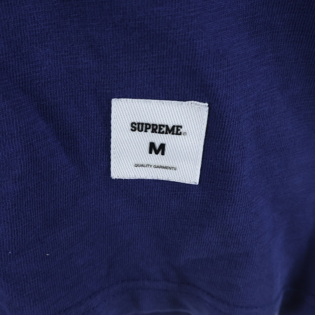 SUPREME(シュプリーム) 24AW Old English L/S Top オールド イングリッシュ ロゴ刺繍 クルーネック長袖Tシャツカットソー ロングスリーブ ロンT ネイビー