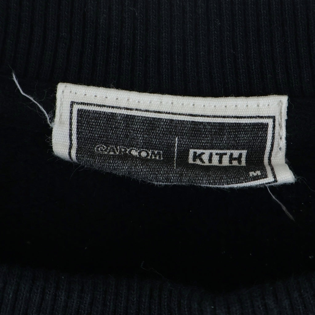 KITH(キス) ×CAPCON RYU VINTAGE Nelson Crewneck カプコン リュウ ヴィンテージ 刺繍 クルーネックスウェットトレーナー ブラック 25-072-060-0037-4-0