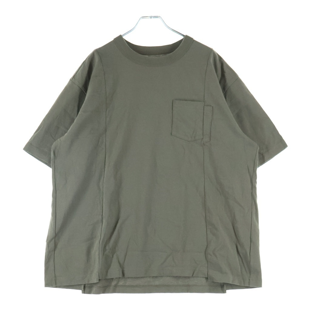 Sacai(サカイ) Cotton Jersey T-Shirt コットン ジャージ ポケット クルーネック半袖Tシャツカットソー カーキ 25‐03628M