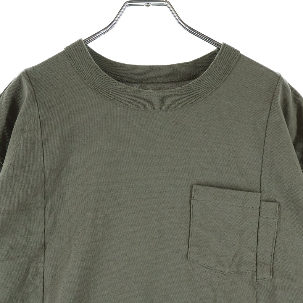 Sacai(サカイ) Cotton Jersey T-Shirt コットン ジャージ ポケット クルーネック半袖Tシャツカットソー カーキ 25‐03628M