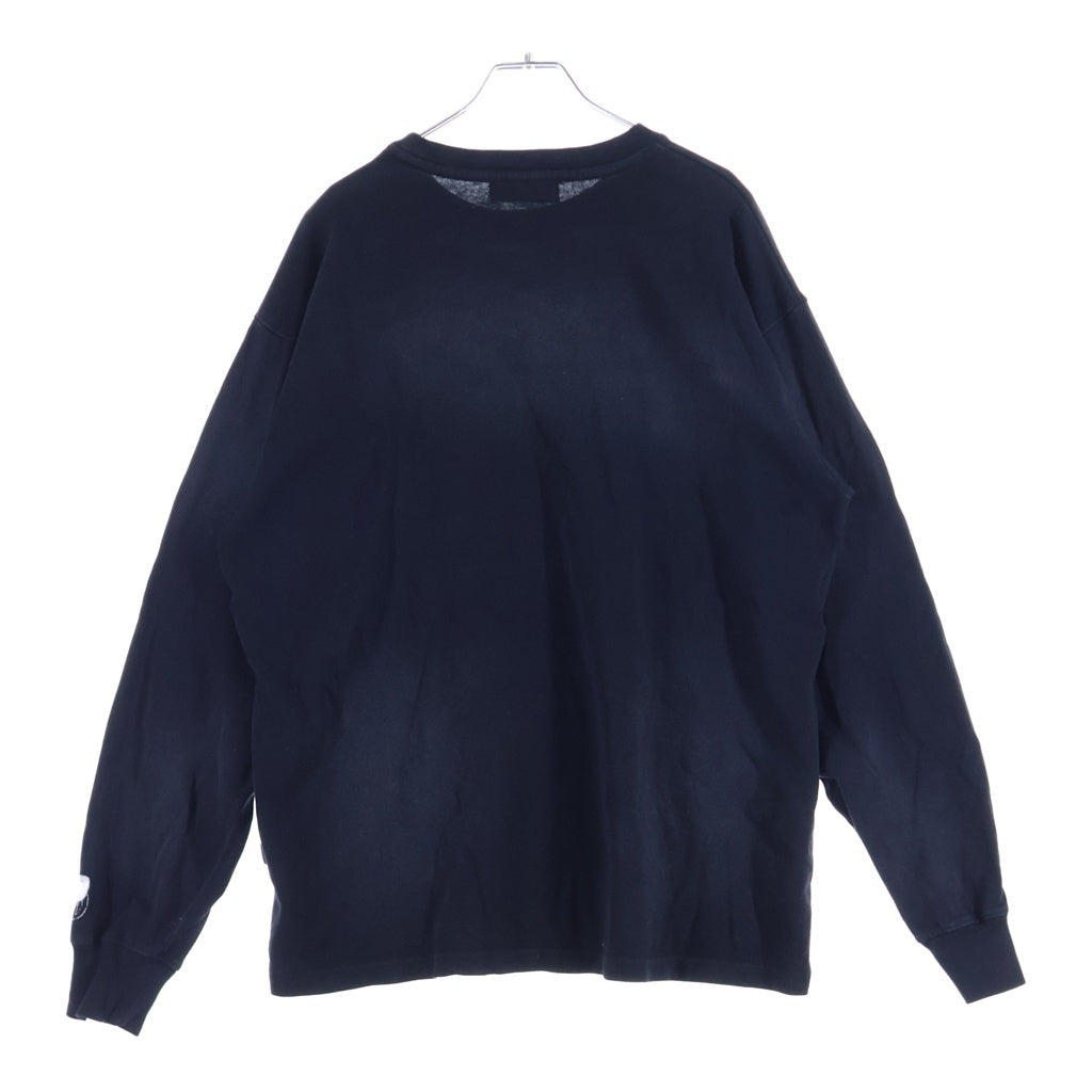WIND AND SEA(ウィンダンシー) ロゴ刺繍 クルーネック長袖Tシャツカットソー ロングスリーブ ロンT ブラック WDS-O-ESD-27-Q1-CS-01