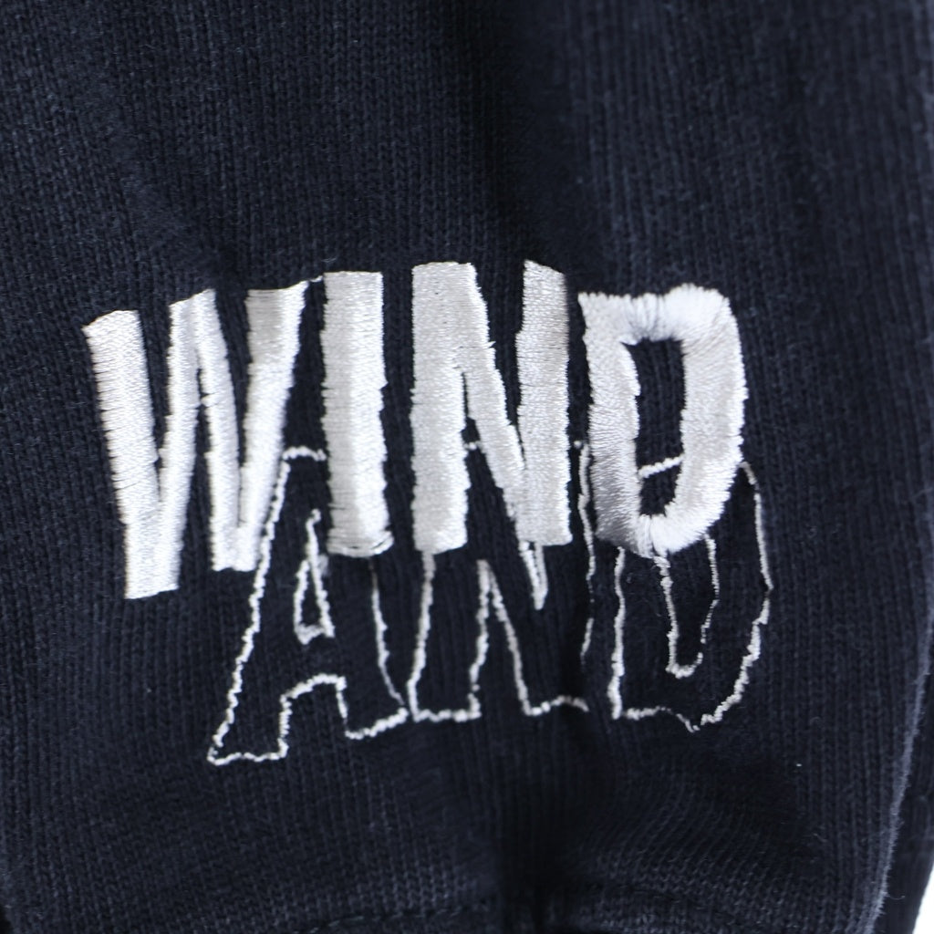 WIND AND SEA(ウィンダンシー) ロゴ刺繍 クルーネック長袖Tシャツカットソー ロングスリーブ ロンT ブラック WDS-O-ESD-27-Q1-CS-01
