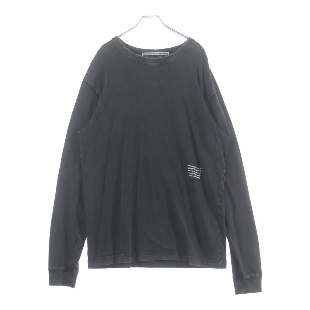 ALEXANDER WANG(アレキサンダーワン) ワンポイントロゴ クルーネック長袖Tシャツカットソー ロングスリーブ ロンT グレー UCC3211013