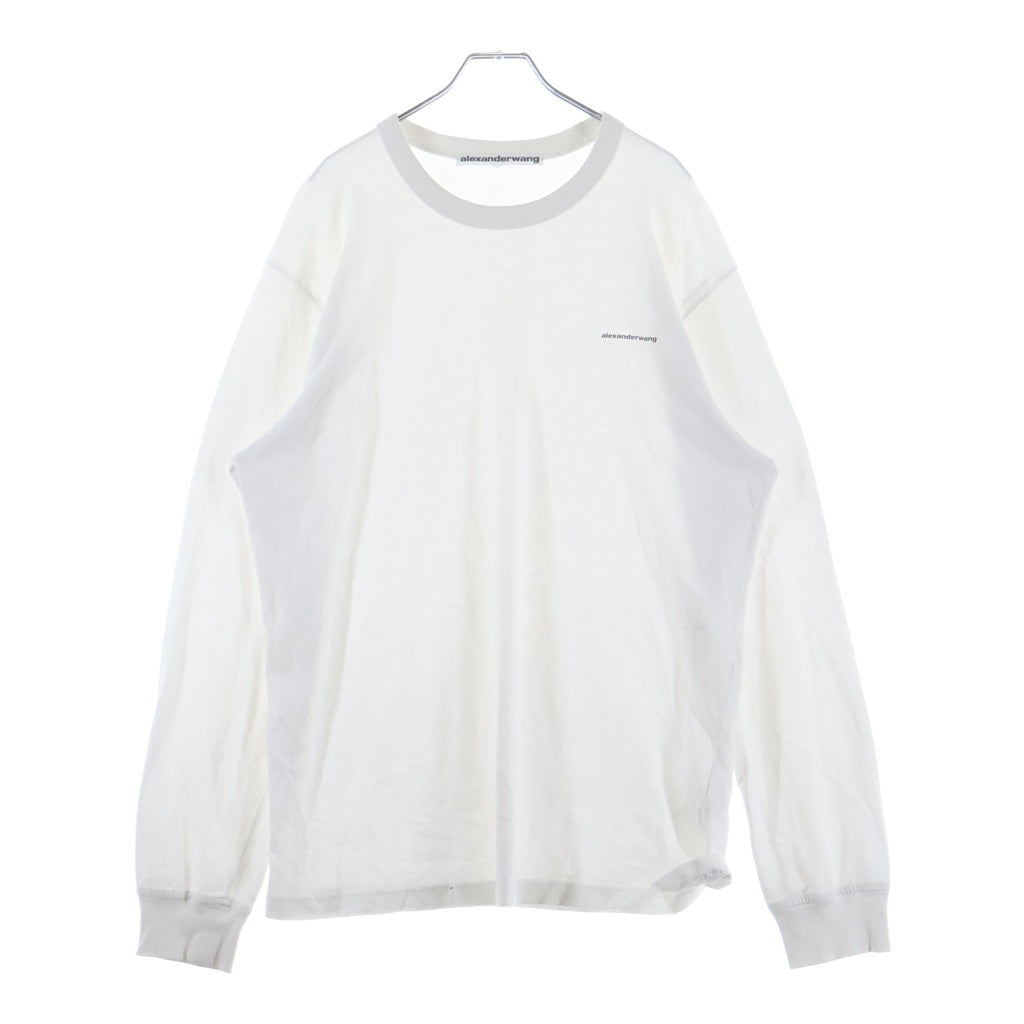 ALEXANDER WANG(アレキサンダーワン) ワンポイントロゴ クルーネック長袖Tシャツカットソー ロングスリーブ ロンT ホワイト UCC3211013