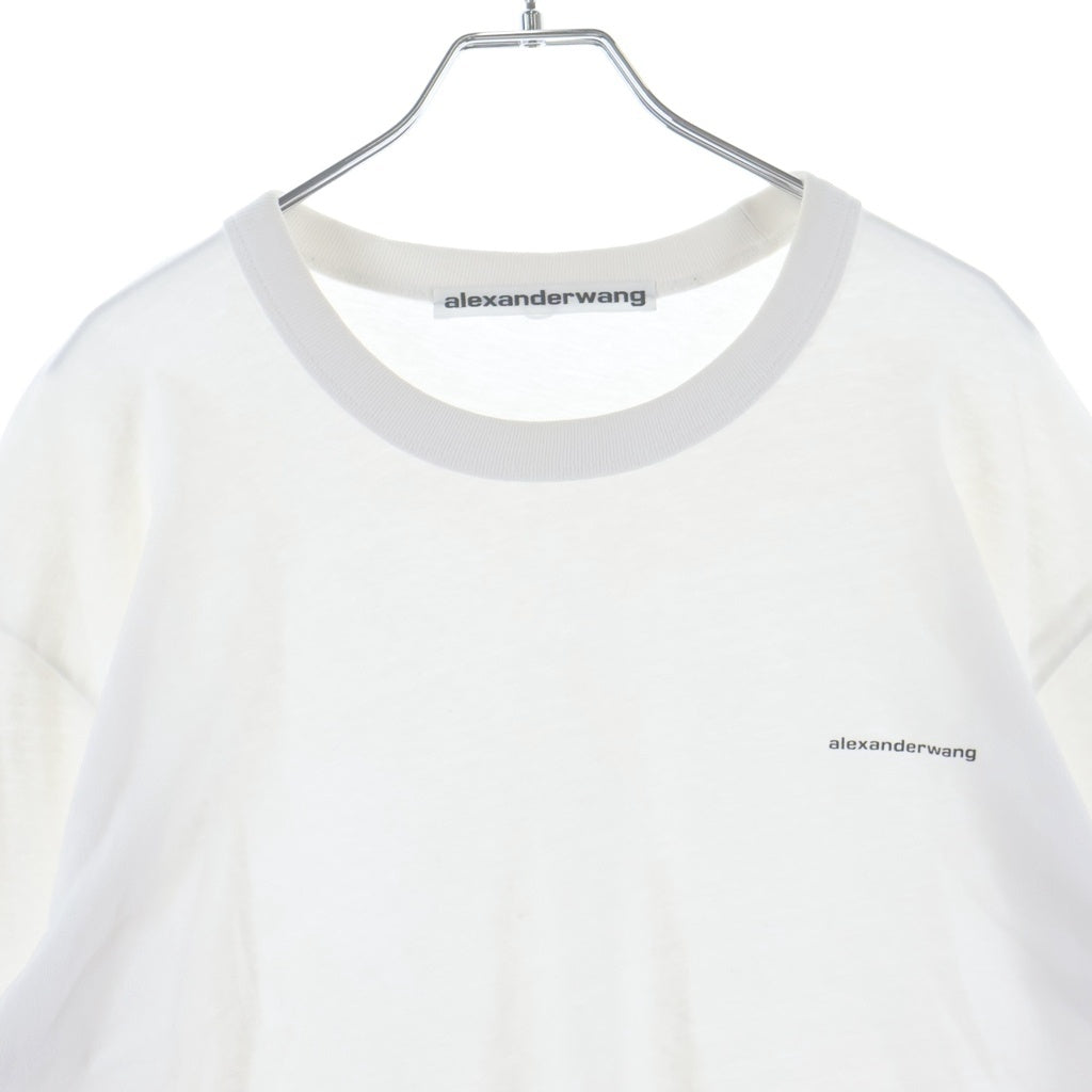ALEXANDER WANG(アレキサンダーワン) ワンポイントロゴ クルーネック長袖Tシャツカットソー ロングスリーブ ロンT ホワイト UCC3211013