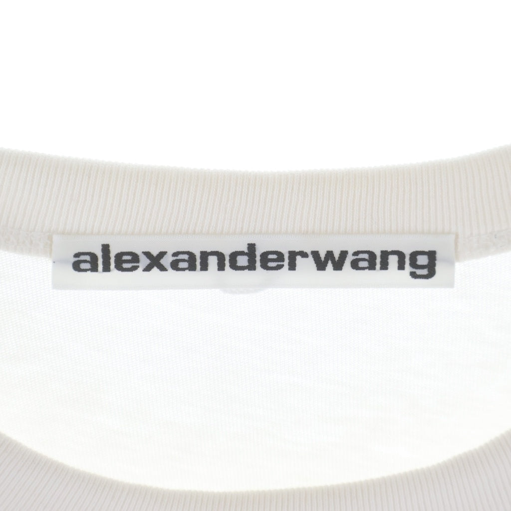 ALEXANDER WANG(アレキサンダーワン) ワンポイントロゴ クルーネック長袖Tシャツカットソー ロングスリーブ ロンT ホワイト UCC3211013