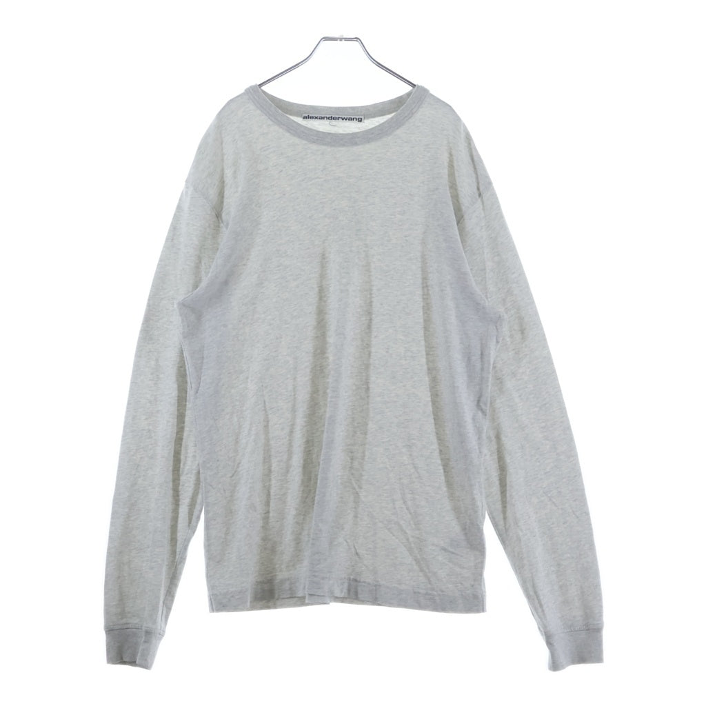 ALEXANDER WANG(アレキサンダーワン) ウォッシュ加工 ワンポイントロゴ クルーネック長袖Tシャツカットソー ロングスリーブ ロンT グレー UCC3221537