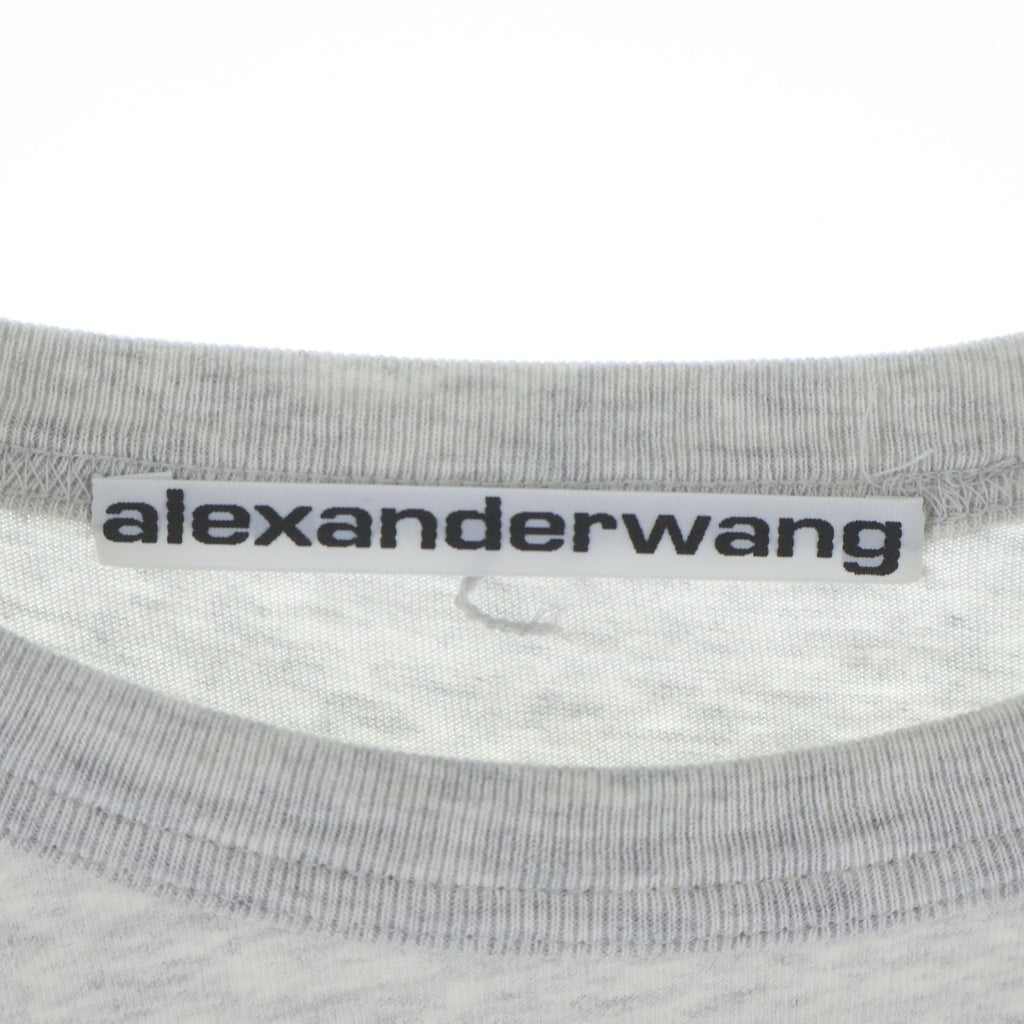 ALEXANDER WANG(アレキサンダーワン) ウォッシュ加工 ワンポイントロゴ クルーネック長袖Tシャツカットソー ロングスリーブ ロンT グレー UCC3221537