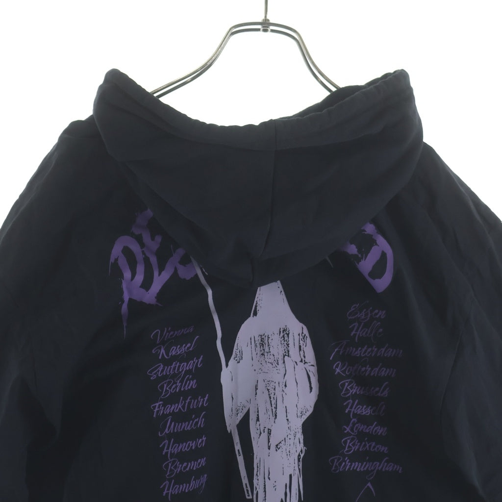 RAF SIMONS(ラフシモンズ) 22SS HOODIE DOUBLED WITH PRINTED T-SHIRT レイヤードデザイン オーバーサイズドッキング プルオーバーパーカー ブラック 221-175B