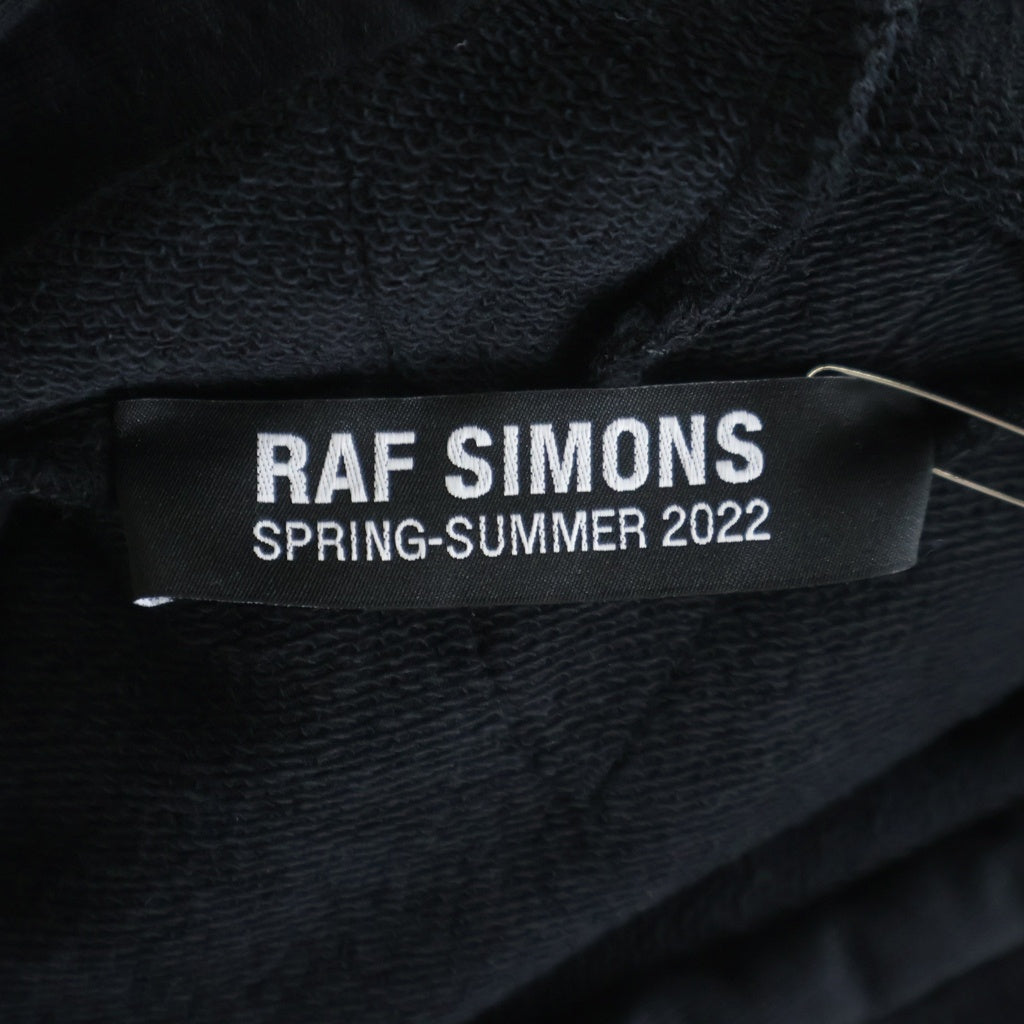 RAF SIMONS(ラフシモンズ) 22SS HOODIE DOUBLED WITH PRINTED T-SHIRT レイヤードデザイン オーバーサイズドッキング プルオーバーパーカー ブラック 221-175B