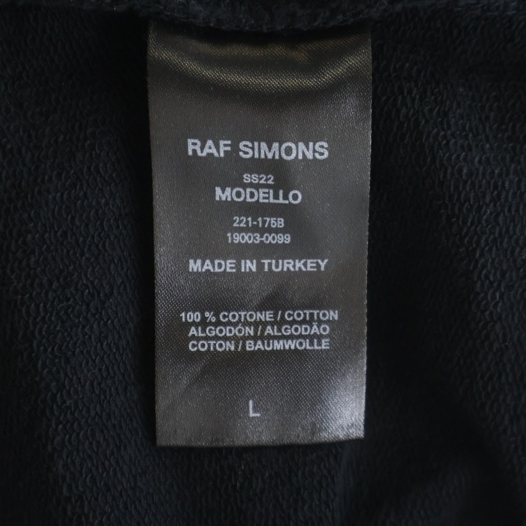 RAF SIMONS(ラフシモンズ) 22SS HOODIE DOUBLED WITH PRINTED T-SHIRT レイヤードデザイン オーバーサイズドッキング プルオーバーパーカー ブラック 221-175B