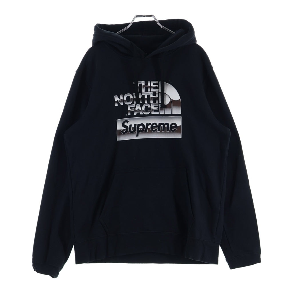 SUPREME(シュプリーム) 18SS ×THE NORTH FACE Metallic Logo Hooded Sweatshirt NT11807I ザノースフェイス メタリックロゴ プルオーバーパーカー フーディー ブラック