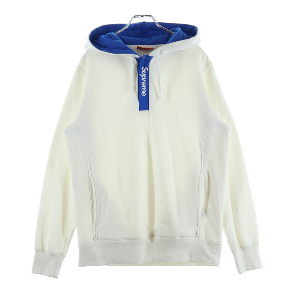 SUPREME(シュプリーム) 16SS Contrast Placket Hooded コントラスト プラケット プルオーバーパーカー フーディー ホワイト/ブルー