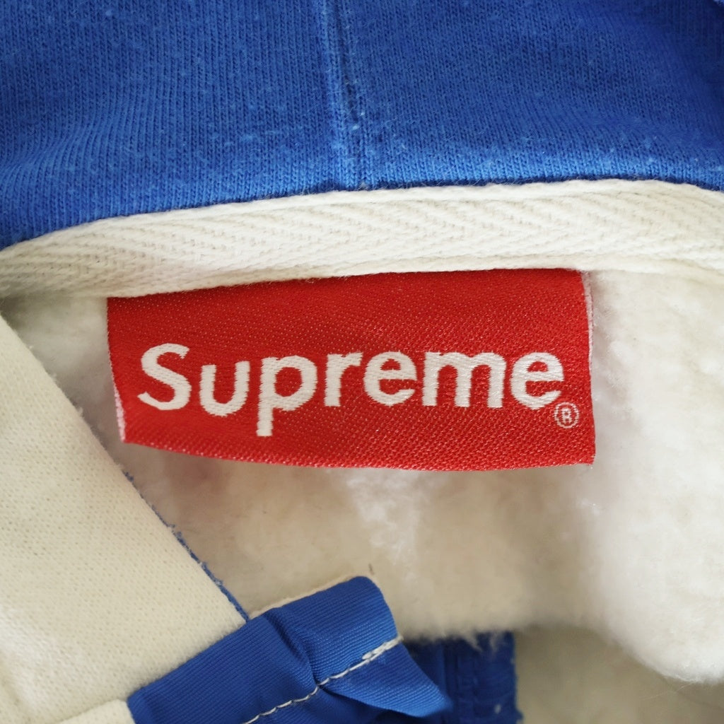 SUPREME(シュプリーム) 16SS Contrast Placket Hooded コントラスト プラケット プルオーバーパーカー フーディー ホワイト/ブルー