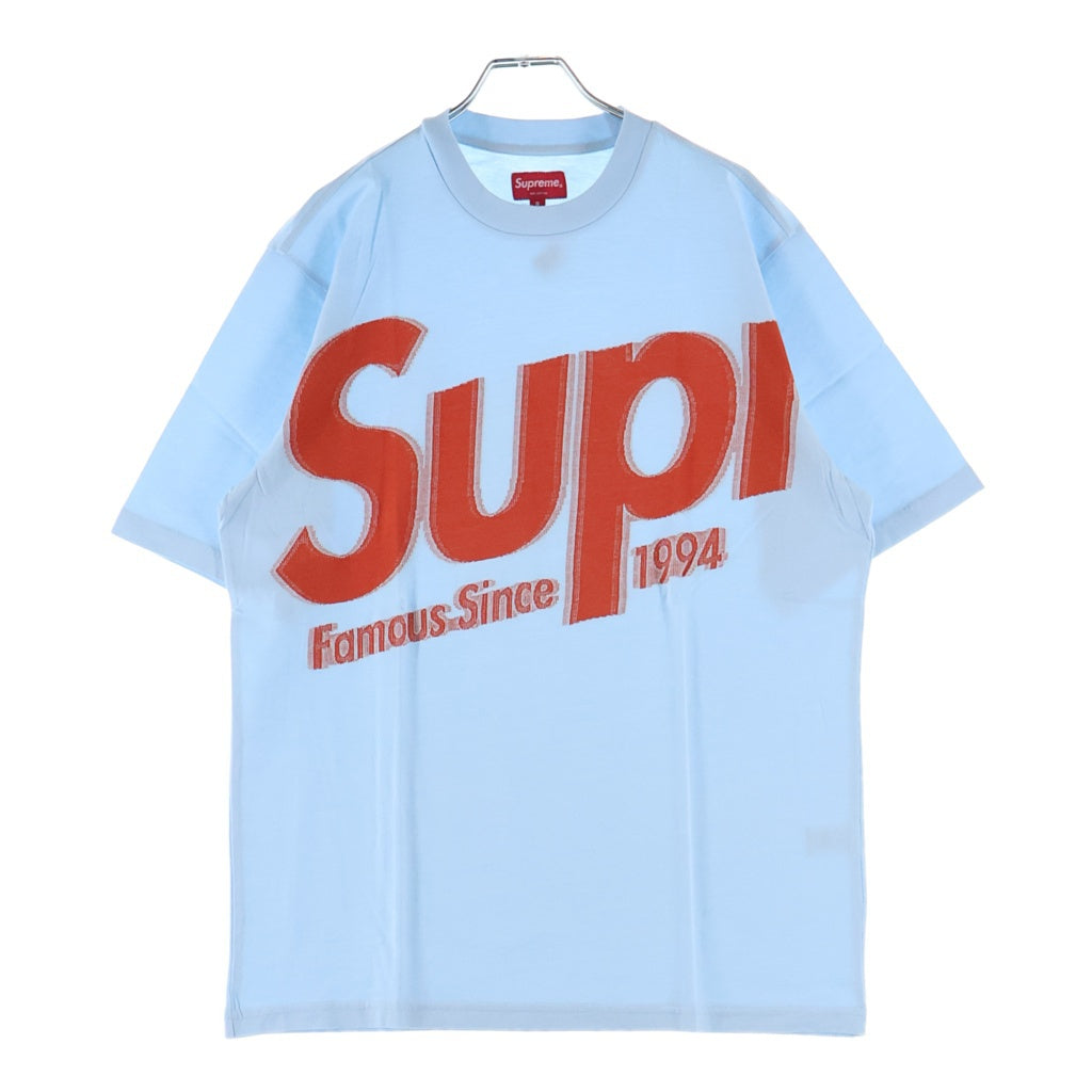 SUPREME(シュプリーム) 21SS Intarsia Spellout S/S Top インターシャ スペルアウト エスエス トップ フロントロゴプリント クルーネック半袖Tシャツカットソー ブルー