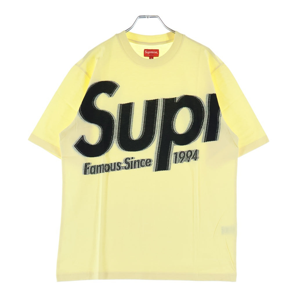 SUPREME(シュプリーム) 21SS Intarsia Spellout S/S Top インターシャ スペルアウト エスエス トップ フロントロゴプリント クルーネック半袖Tシャツカットソー イエロー