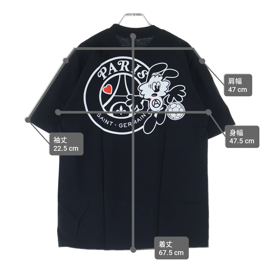 VERDY(ベルディ) ×Paris Saint-Germain/PSG 22-071-350-0030-1-0 プリント クルーネック半袖Tシャツカットソー ブラック