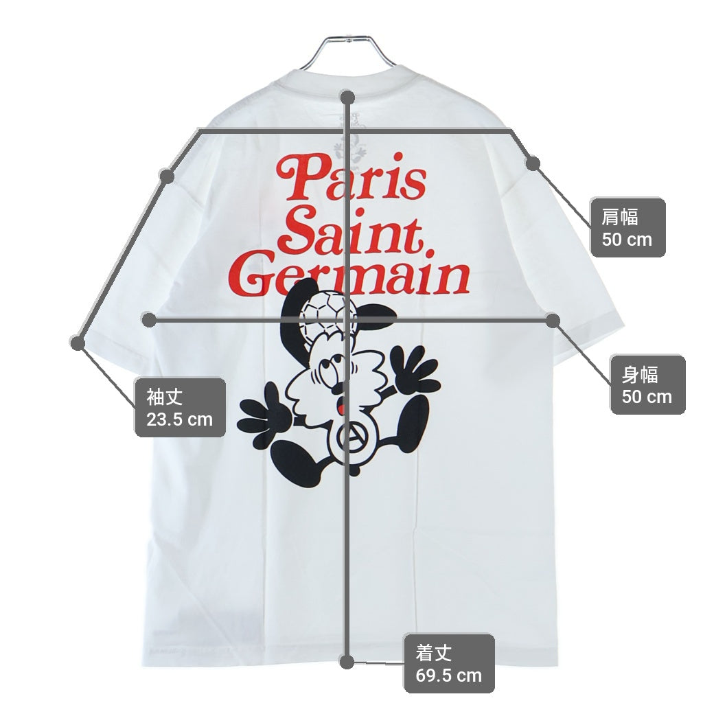 VERDY(ベルディ) ×Paris Saint-Germain/PSG 22-071-350-0029-1-0 プリント クルーネック半袖Tシャツカットソー ホワイト