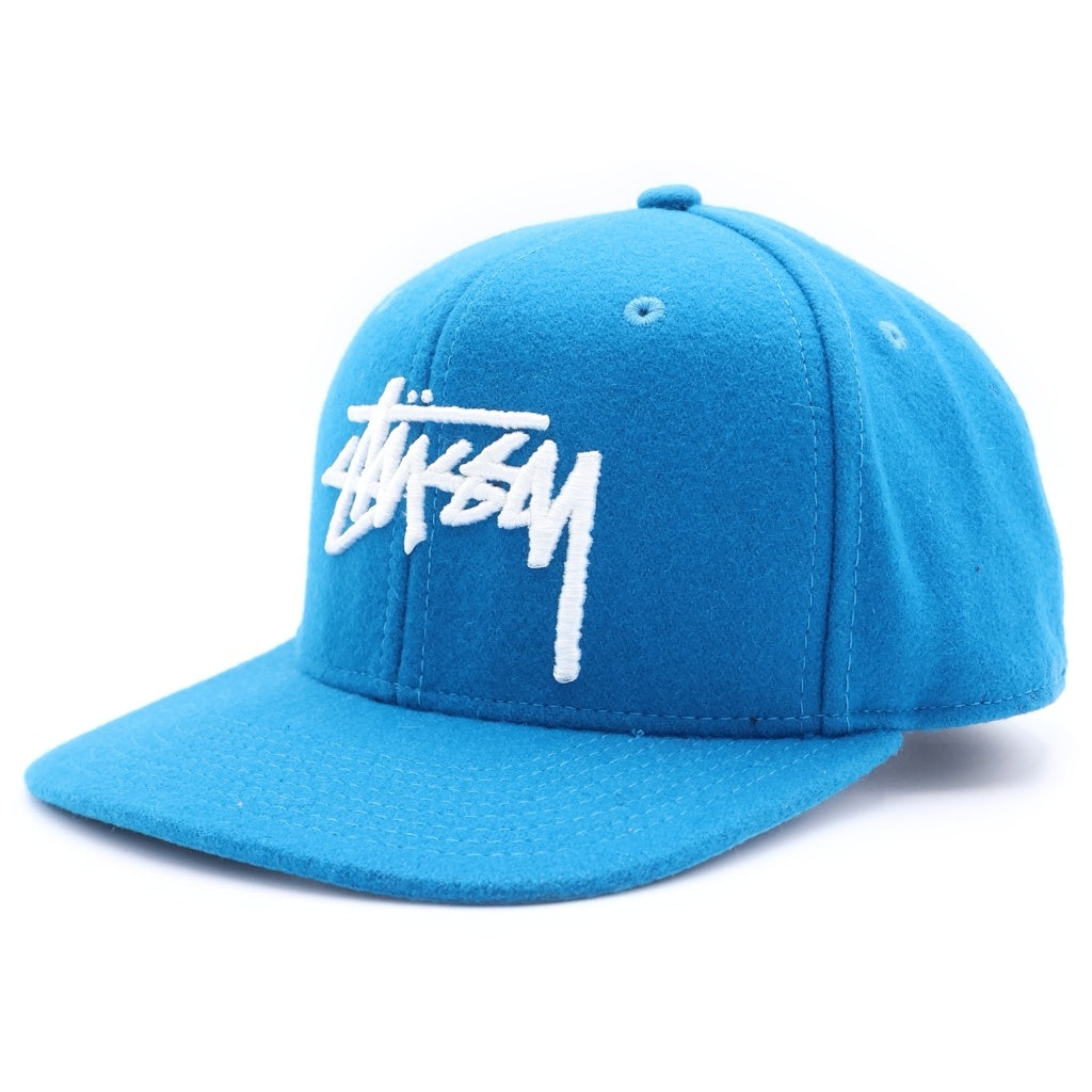 STUSSY(ステューシー) ロゴ刺繍 ウール混 ベースボールキャップ 帽子 ブルー