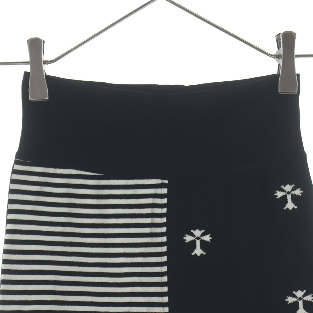 CHROME HEARTS(クロムハーツ) SPLIT SHORTS STRIPED CROSS スプリットショーツ クロス ニット地 ボーダー ブラック/ホワイト レディース
