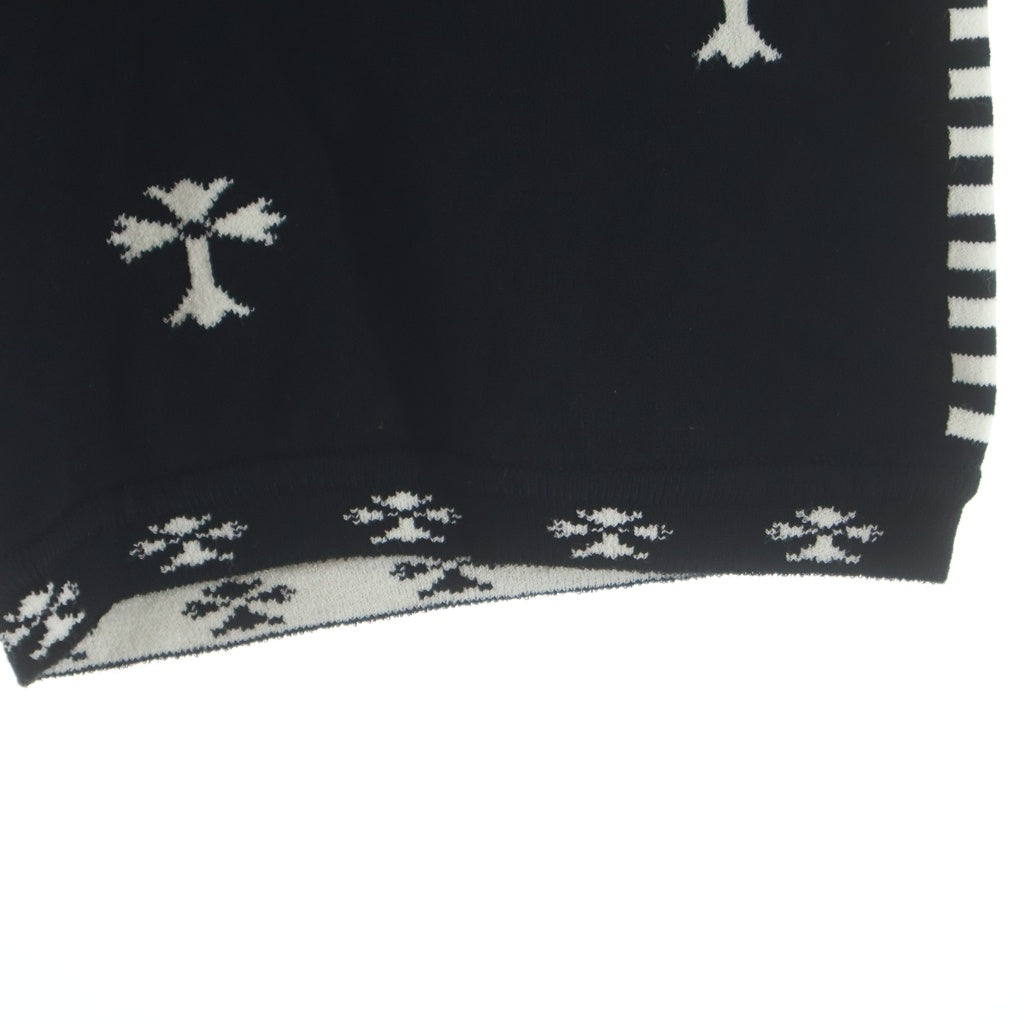CHROME HEARTS(クロムハーツ) SPLIT SHORTS STRIPED CROSS スプリットショーツ クロス ニット地 ボーダー ブラック/ホワイト レディース