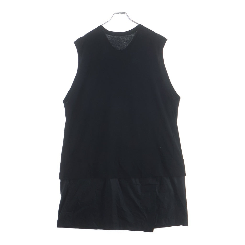 JULIUS(ユリウス) 18SS ナイロンドッキング クルーネックノースリーブカットソー ブラック 577CUM26