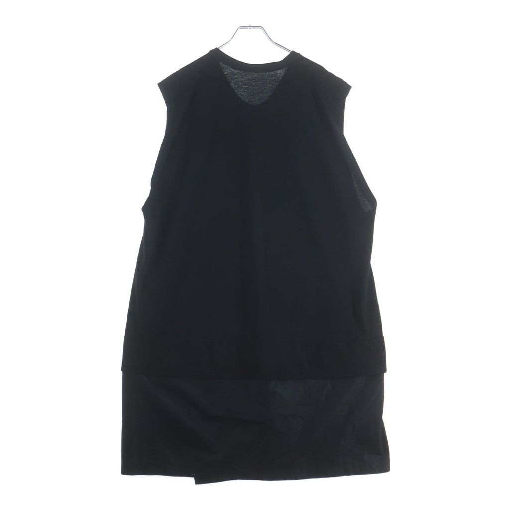 JULIUS(ユリウス) 18SS ナイロンドッキング クルーネックノースリーブカットソー ブラック 577CUM26