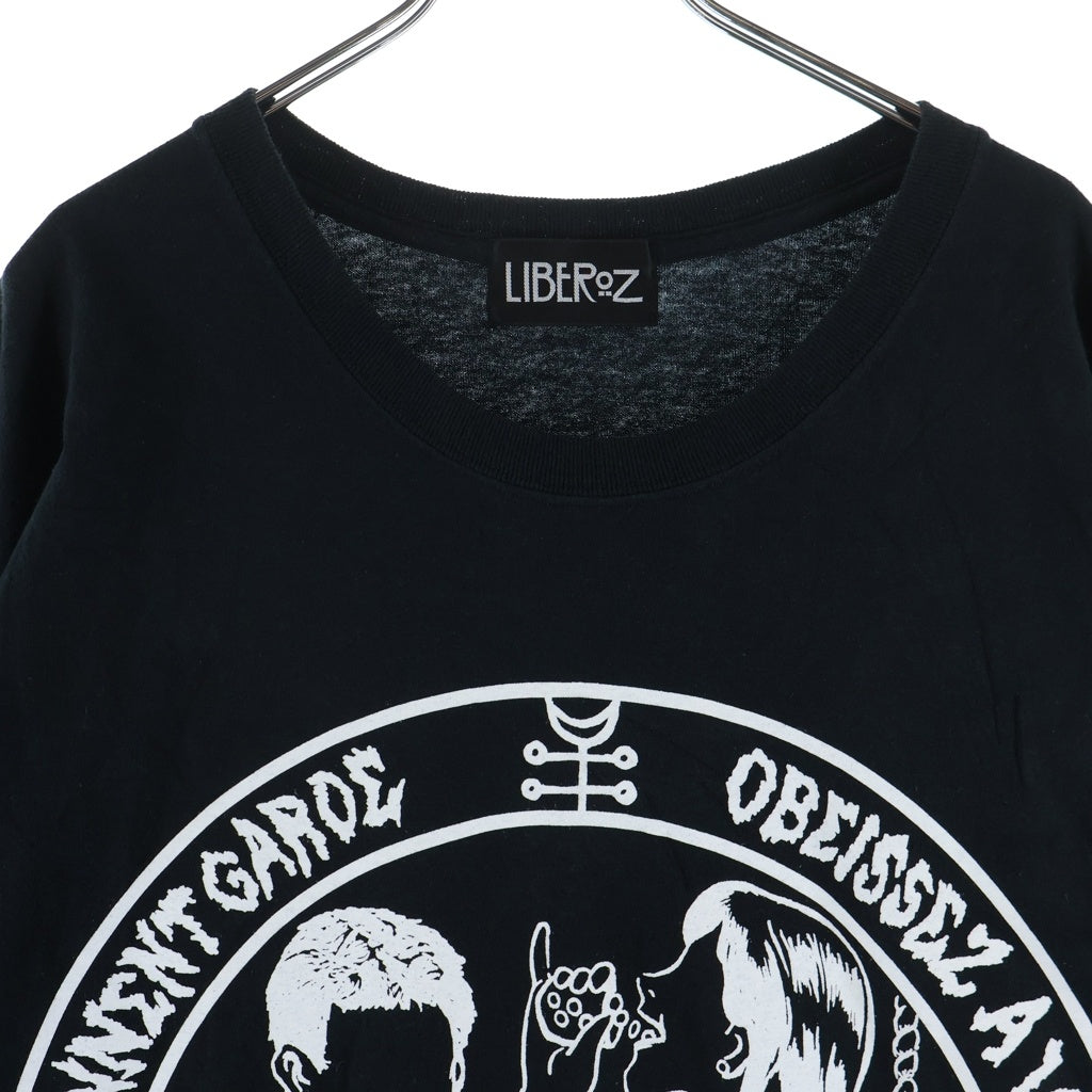 LIBEROZ(リベルオズ) SUCIDEモチーフ フロントロゴ クルーネック半袖カットソー ブラック