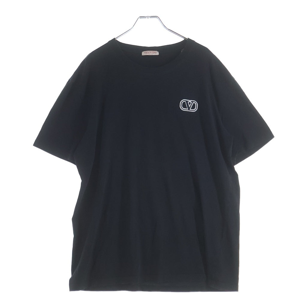VALENTINO(ヴァレンティノ) Logo S/S Tee ロゴ刺繍 クルーネック半袖Tシャツカットソー ブラック 3V3MGI0V9LI