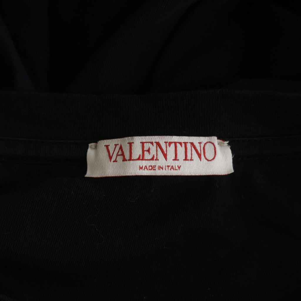 VALENTINO(ヴァレンティノ) Logo S/S Tee ロゴ刺繍 クルーネック半袖Tシャツカットソー ブラック 3V3MGI0V9LI