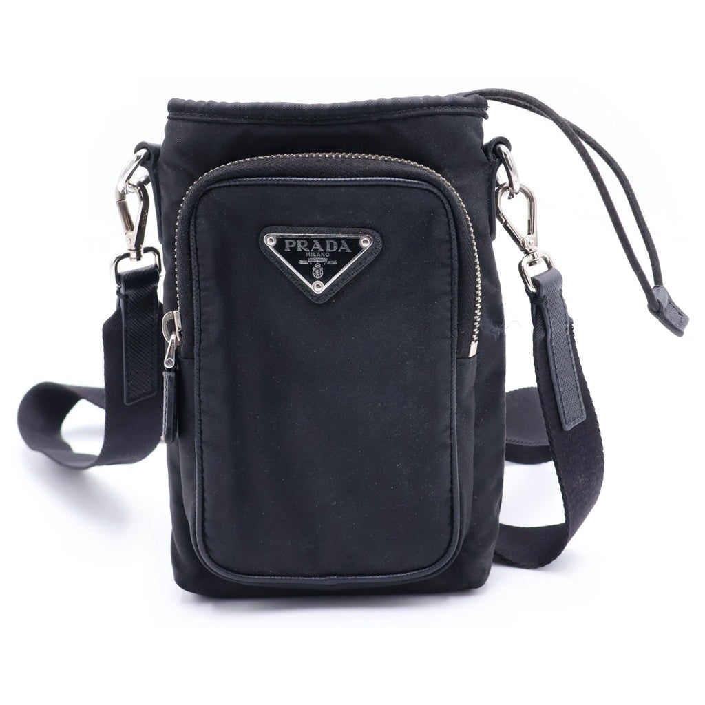 PRADA(プラダ) Re-Nylon トライアングルロゴ スマートフォンケース ミニバッグ ショルダーバッグ ブラック 2ZH155