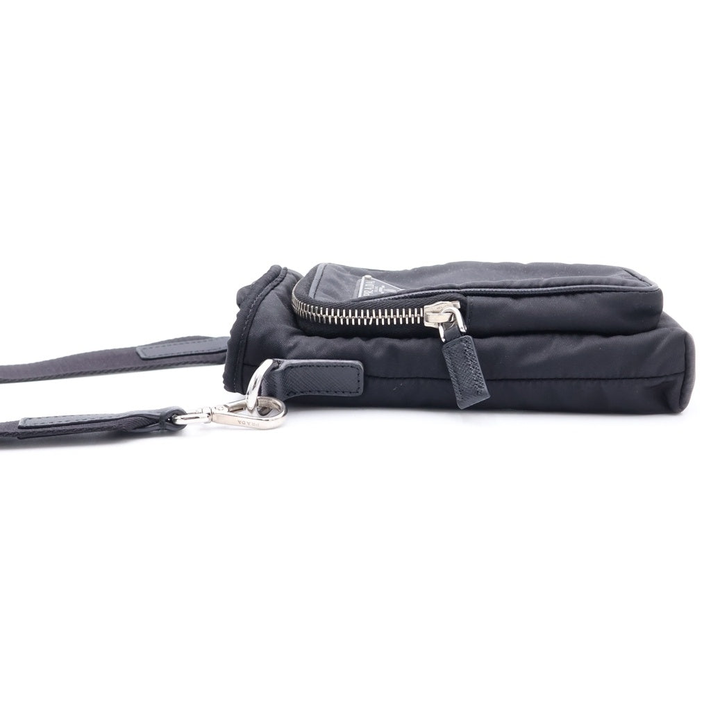 PRADA(プラダ) Re-Nylon トライアングルロゴ スマートフォンケース ミニバッグ ショルダーバッグ ブラック 2ZH155