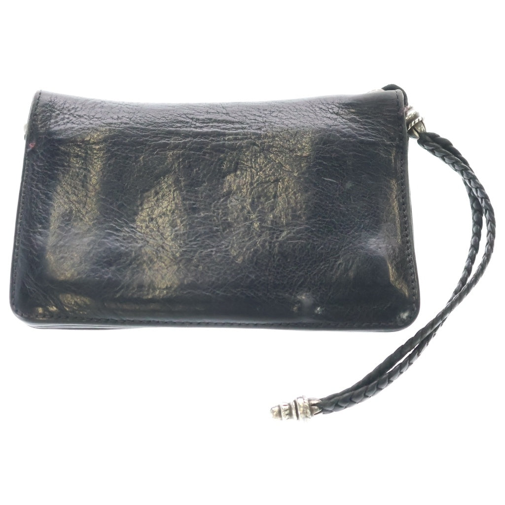 CHROME HEARTS(クロムハーツ) 2ZIP 2ジップ クロスボールボタンレザーウォレット 財布 ブラック