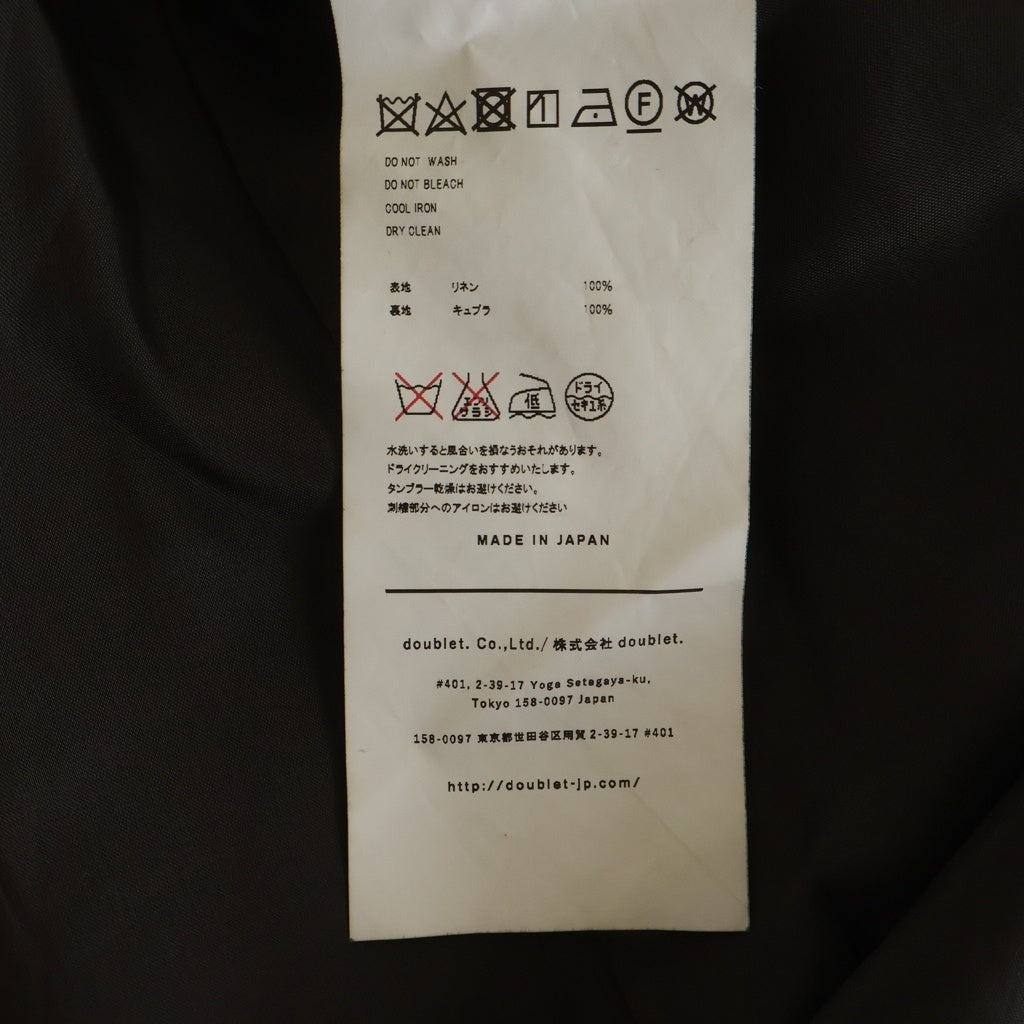 doublet(ダブレット) 20SS MEN CHAOS EMBROIDERY LINEN TAILORED JACKET エンブロイダリー リネン テーラードジャケット 袖刺繍 ブラック 20SS09JK31