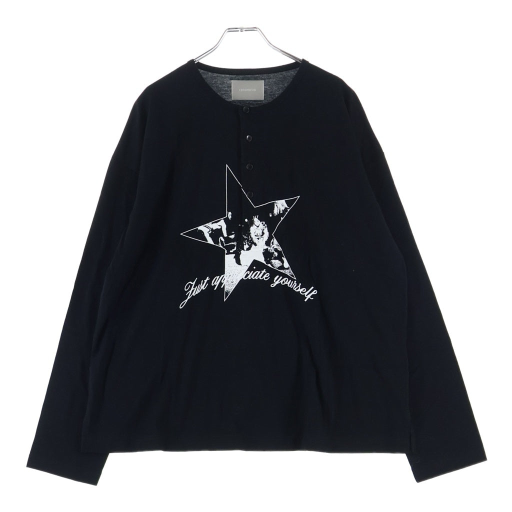 NO BRAND(ノーブランド) CEDARWOOD 16 HENLEY LONG SLEEVE / BLK シダーウッド ヘンリーネック 長袖Tシャツカットソー ブラック CW2502-CS03