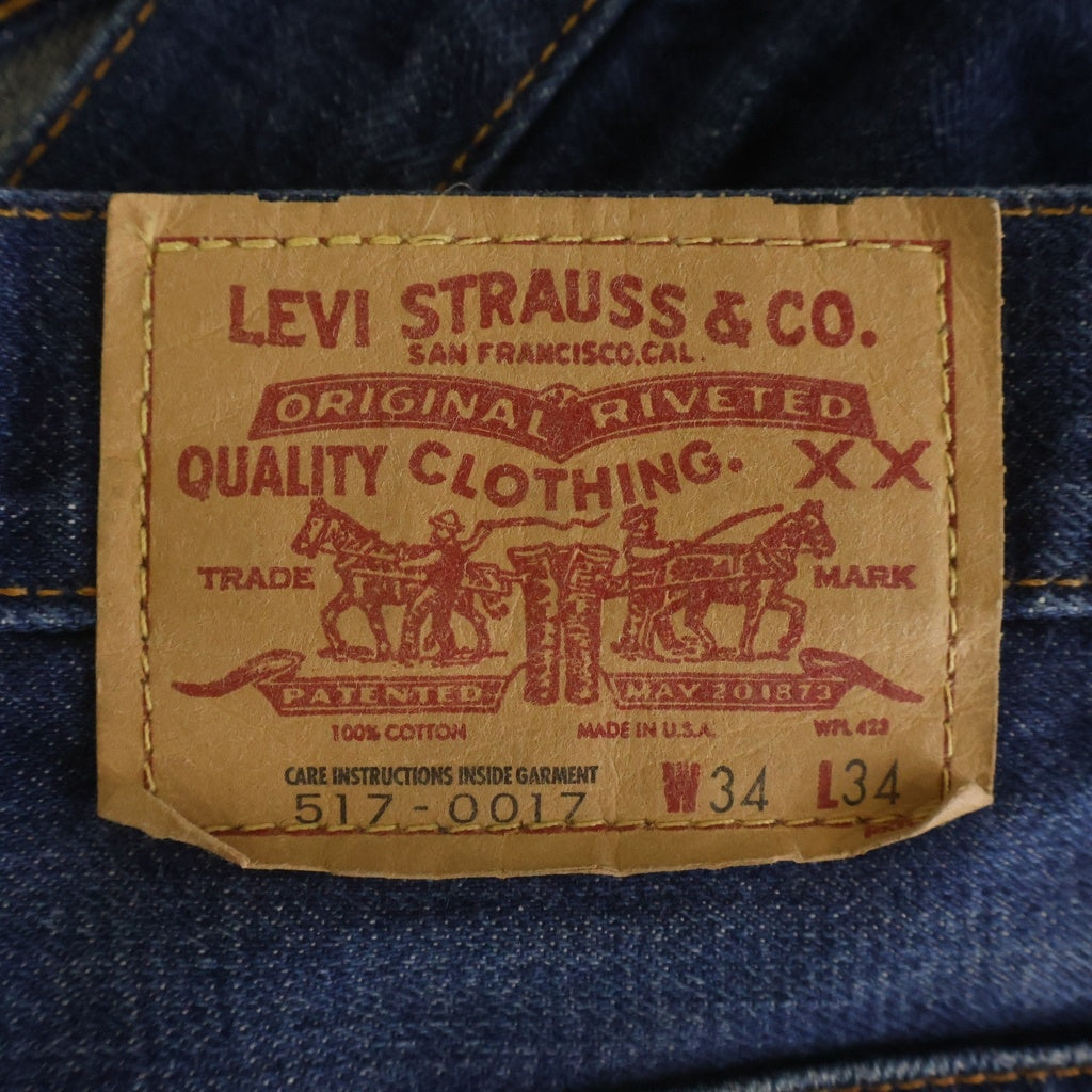 Levi's(リーバイス) 90S VINTAGE 517-0017 ビッグE ボタン裏555 USA製 バレンシア工場製 ジップフライ ブーツカット デニムパンツ ジーンズ インディゴ