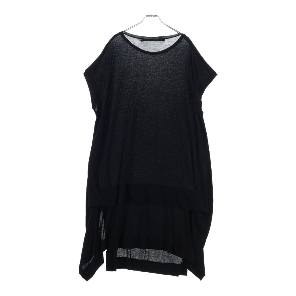 JULIUS(ユリウス) 17SS Layered Sleeveless T-shirt 577CUM20 レイヤード ノースリーブ モダール混 クルーネック半袖Tシャツカットソー ブラック