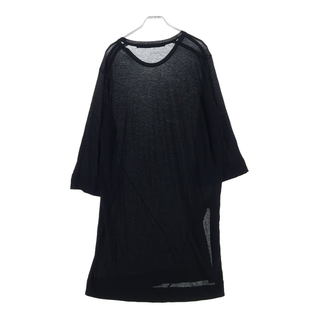 JULIUS(ユリウス) 17SS Elongated Side Slit Short Sleeve T-shirt 577CUM19 イーロンゲイティド サイドスリット クルーネック半袖Tシャツカットソー ブラック