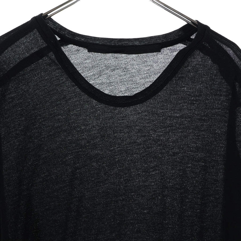 JULIUS(ユリウス) 17SS Elongated Side Slit Short Sleeve T-shirt 577CUM19 イーロンゲイティド サイドスリット クルーネック半袖Tシャツカットソー ブラック