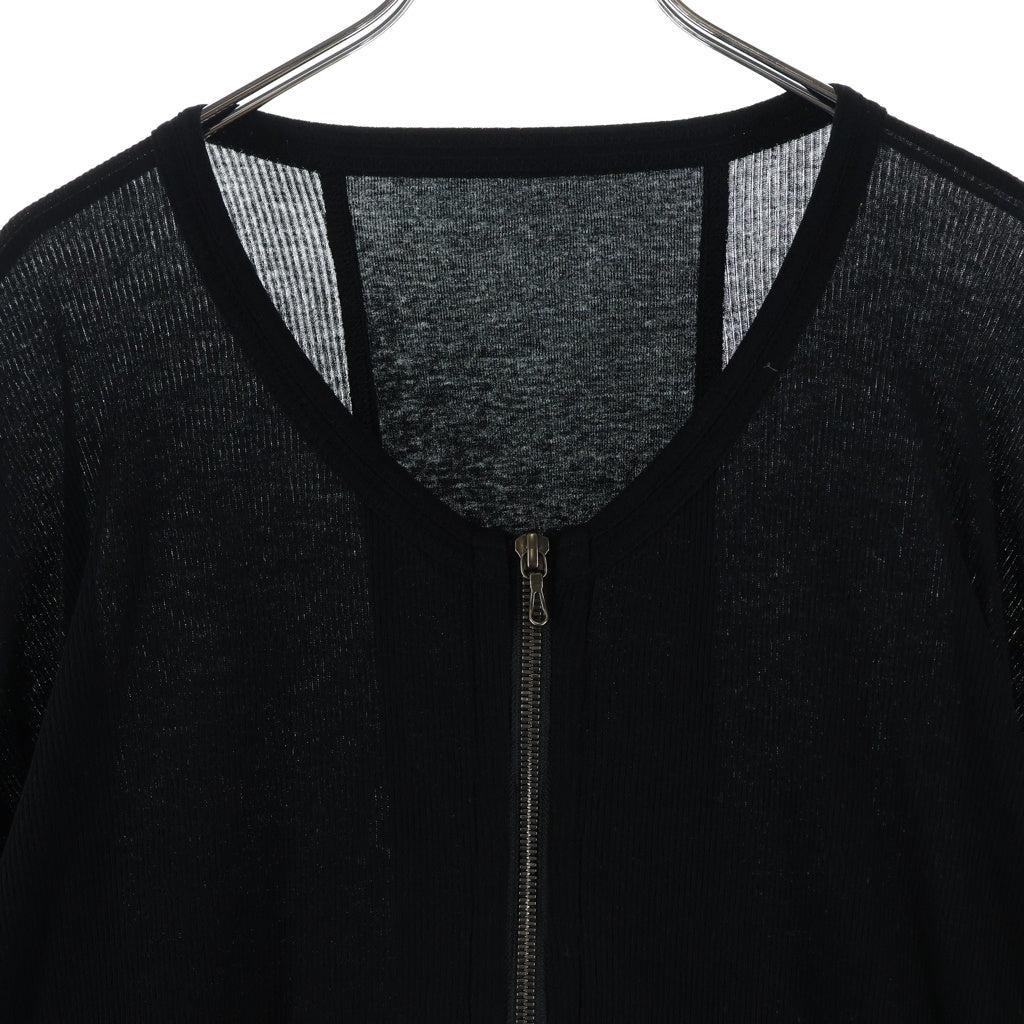 JULIUS(ユリウス) 22SS W-Zip Sleeve Switching Knit Cardigan サンプル品 袖切替デザイン Wジップニットカーディガン ブラック