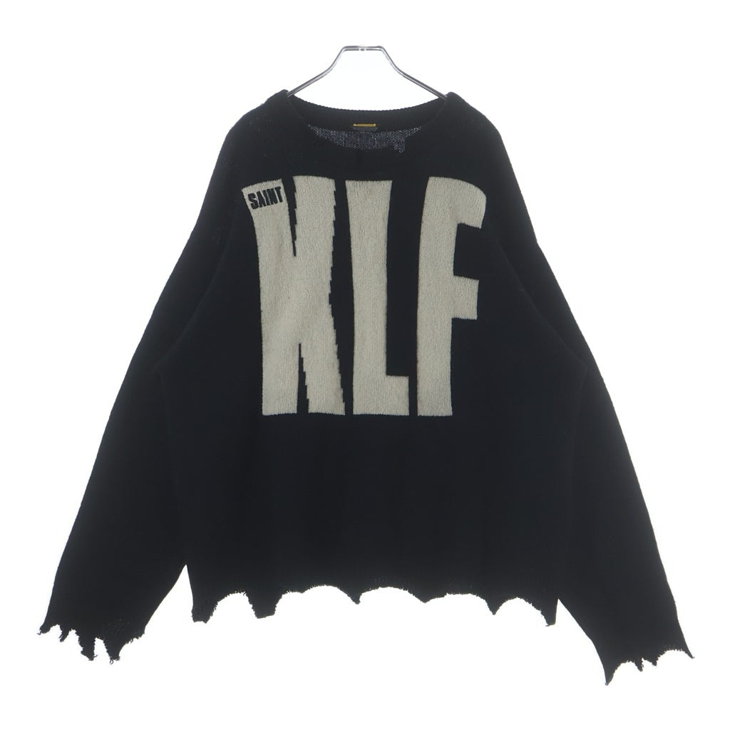 SAINT MICHAEL セントマイケル 25AW KLF_CREW NECK KNIT SM-HR1-0000-C08 ダメージ加工 クルーネック ニット セーター ブラック SAINT MICHAEL(セントマイケル) 25AW KLF_CREW NECK KNIT/KLF ダメージ