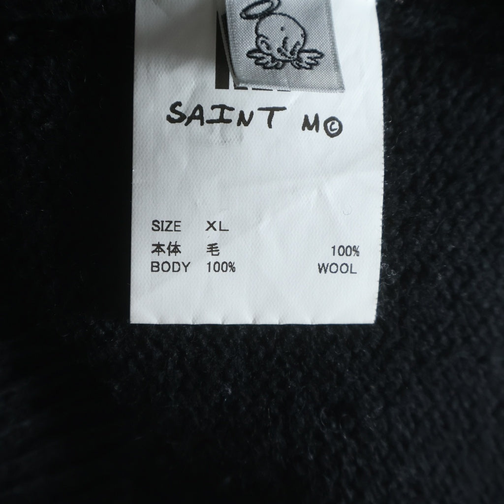 SAINT MICHAEL(セントマイケル) 25AW KLF_CREW NECK KNIT/KLF ダメージ加工クルーネック長袖ニット ブラック SM-HR1-0000-C08