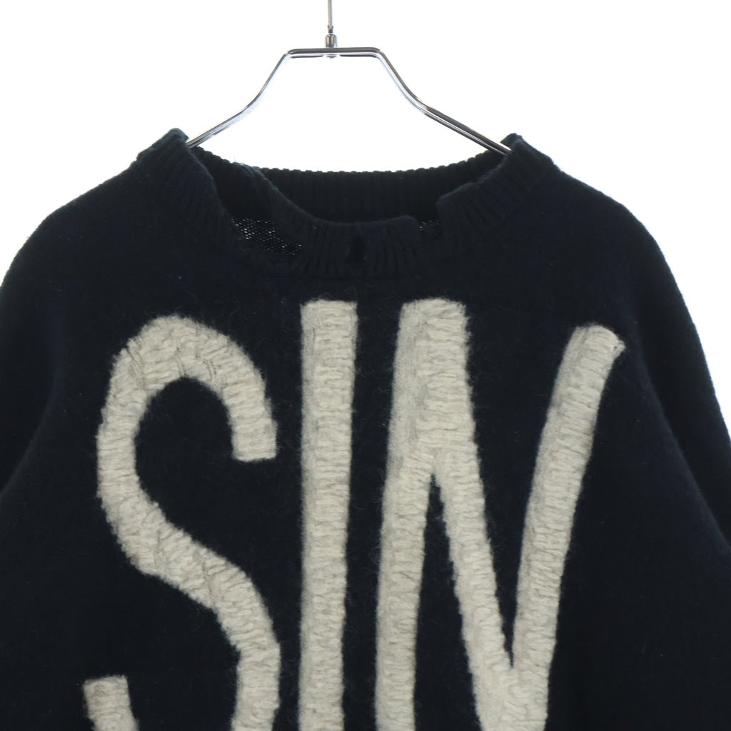 SAINT MICHAEL(セントマイケル) 21AW Wool Sweater SIN Black ウール ダメージ加工 ラウンドネック クルーネックニットセーター ブラック SM-A21-0000-039