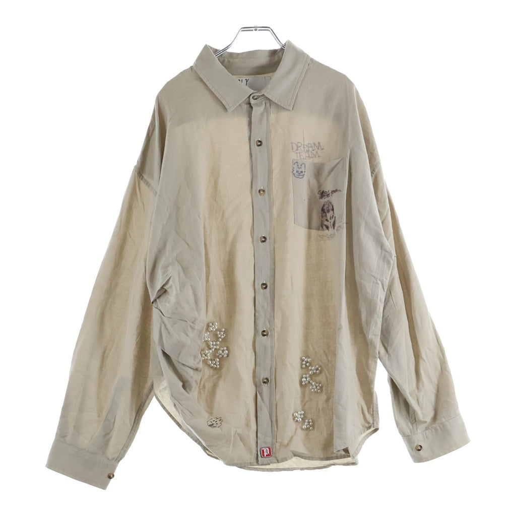 Paly Hollywood(パリーハリウッド) ETERNAL YOUTH OVERSIZED DRESS SHIRT エターナル ユース オーバーサイズ 長袖コットンドレスシャツ ベージュ