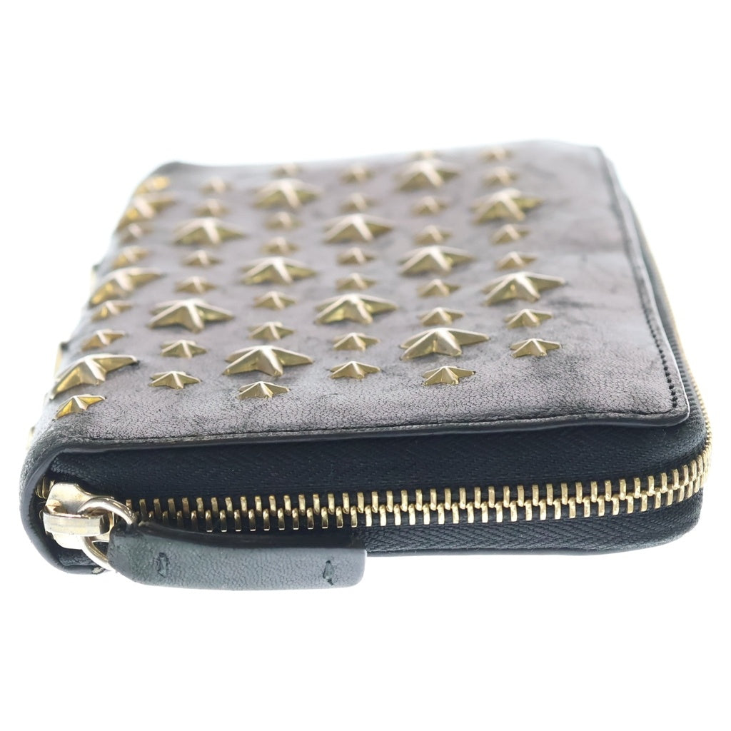 JIMMY CHOO(ジミーチュウ) スタースタッズ ラウンドファスナー ロングウォレット 長財布 ブラック/ゴールド