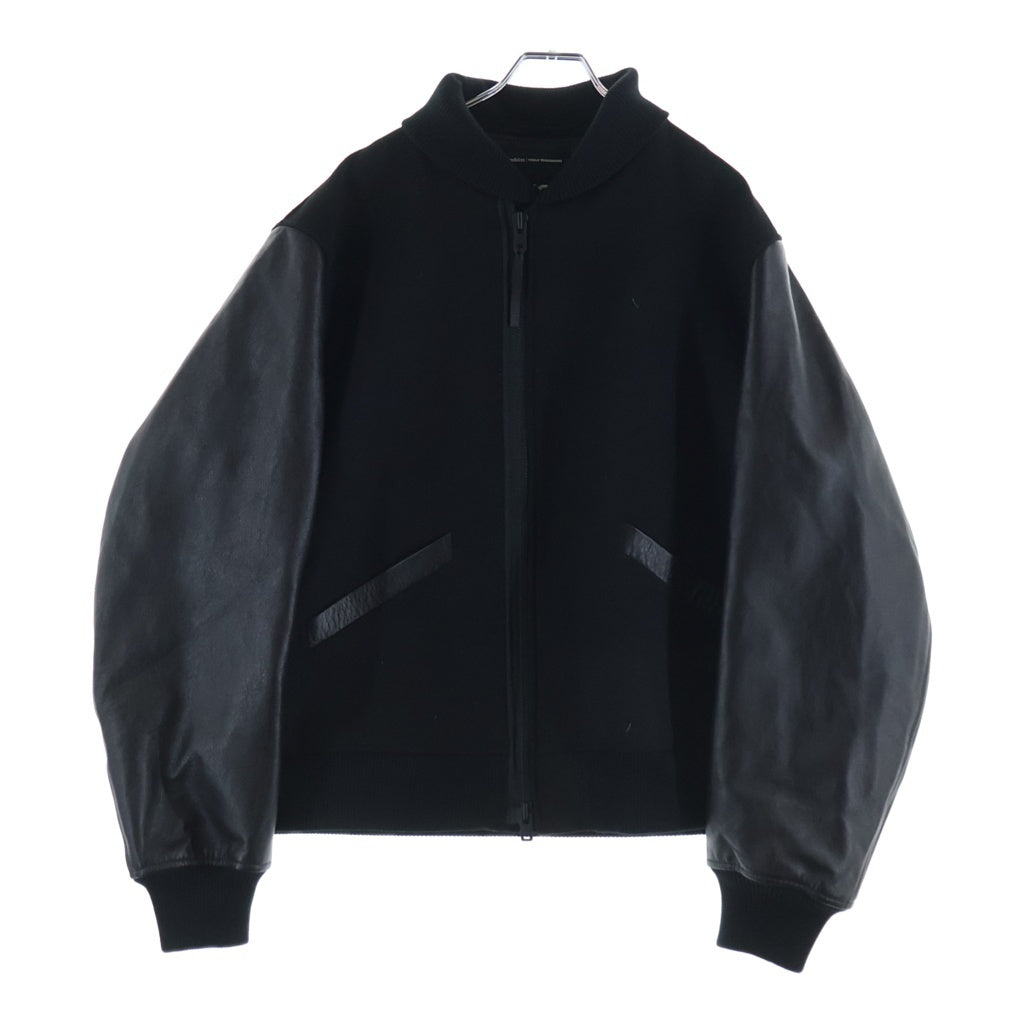 Y-3(ワイスリー) レターマンジャケット プリマロフト袖レザー スタジャン ブラック JX7338