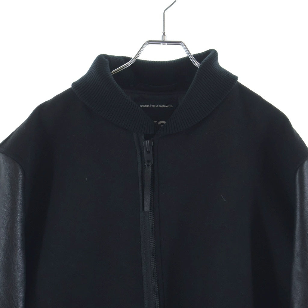 Y-3(ワイスリー) レターマンジャケット プリマロフト袖レザー スタジャン ブラック JX7338