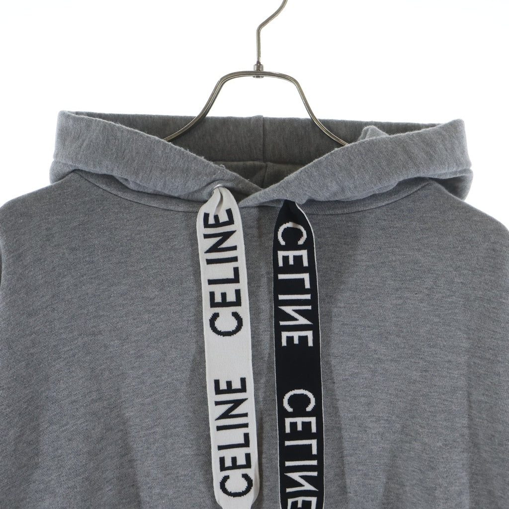CELINE(セリーヌ) 21AW Loose Sweatshirt In Cotton Fleece ロゴ ドローコード プルオーバー パーカー グレー 2Y468670Q-08GC