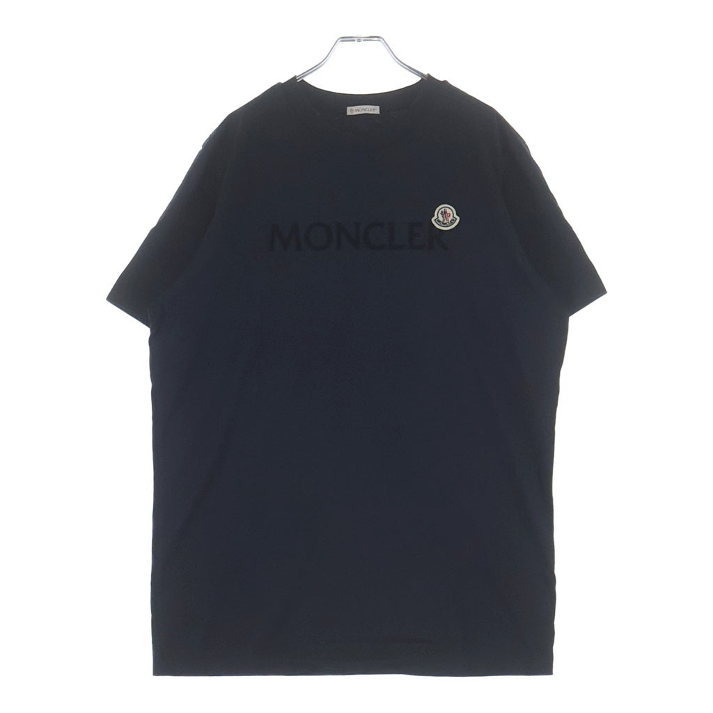 MONCLER(モンクレール) 24AW フロッキーロゴプリント ワッペン クルーネック 半袖Tシャツ カットソー ブラック J20918C00024 8390T