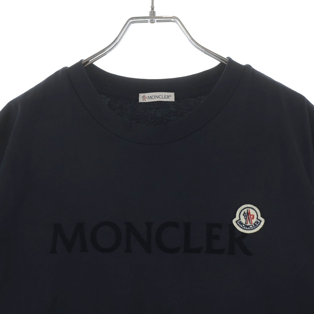 MONCLER(モンクレール) 24AW フロッキーロゴプリント ワッペン クルーネック 半袖Tシャツ カットソー ブラック J20918C00024 8390T